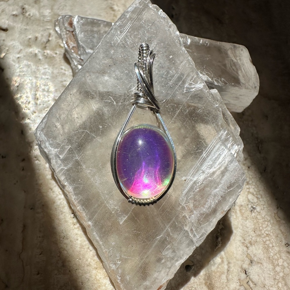 Sterling Silver Mystic Opal Necklace Pendant - Picture 5 of 9